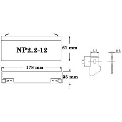 Batería plomo AGM NP 12v  2.3Ah Standard